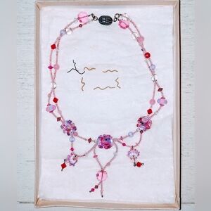 Handmade Necklace - Australian Crystal and Handblown Glass 16 Inches Long